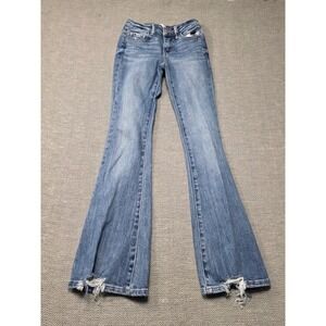 BKE Youth Girls Bell Bottom Jeans Distressed Blue Denim Size 10 Flare